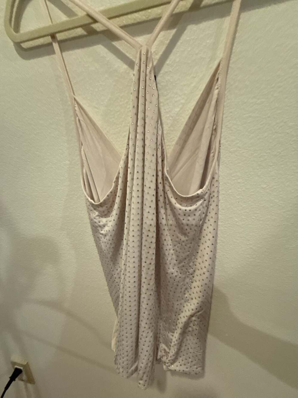 bebe Rhinestone Embellished Racerback Tank Top Size L - Picture 6 of 6